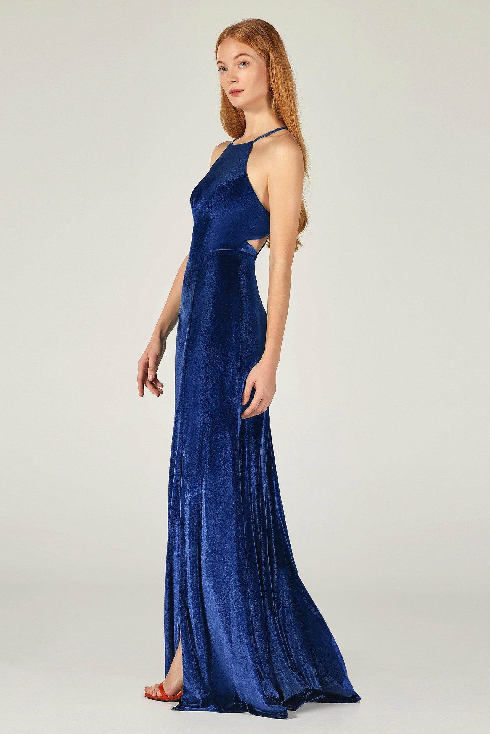 Sheath-Column Floor Length Velvet Bridesmaid Dress CB0372 - COCOMELODY